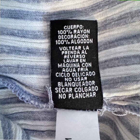 SIGNATURE STUDIO Plus  Blue White Embroidered Floral Stripe Boho Blouse Top 2X - Picture 7 of 8